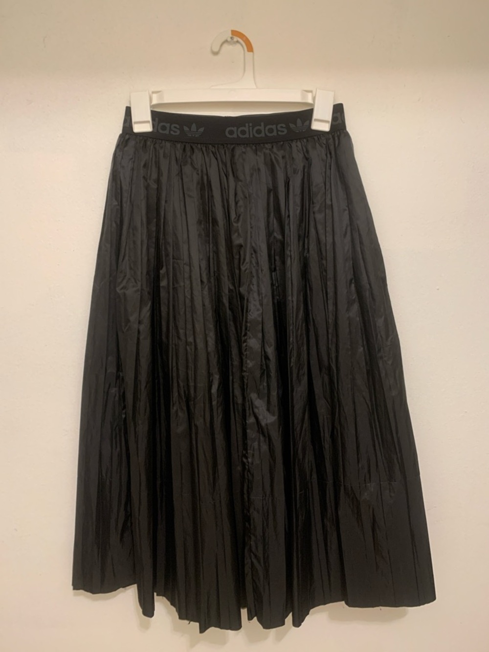 adidas Black Pleated Midi Skirt with Logo Waistband